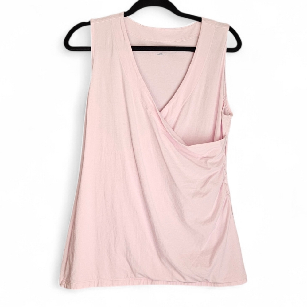 Soft Surroundings Pink Pima Cotton Crossover Wrap Tank Top - Large